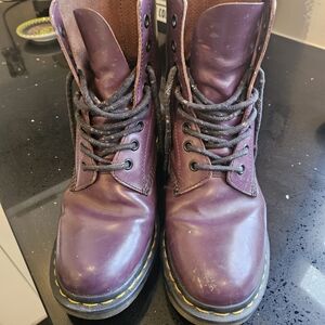 Dr. Martens Burgundy Leather Boot Tongue with Brown Suede Lining